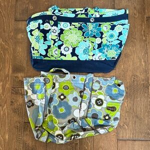 Thirty-One Floral Tote Bags - Blue and Green